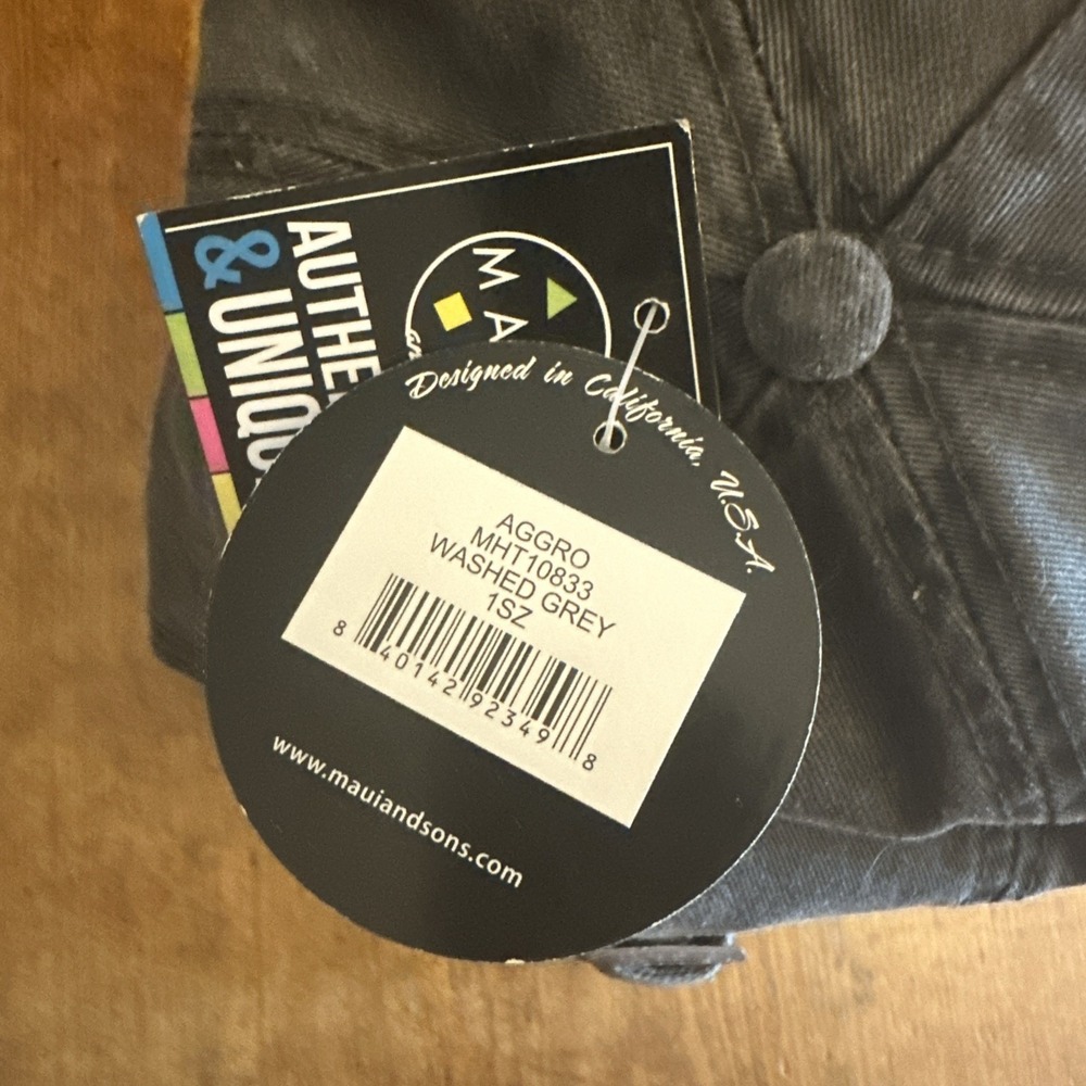 Maui and Sons Hat Shark Logo Aggro Acid Wash Grays Strapback Cap - Picture 4 of 4